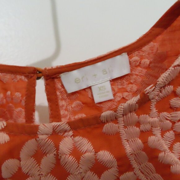 Anthropologie Eri + Ali Coral Embroidered Top XS - Picture 5 of 12